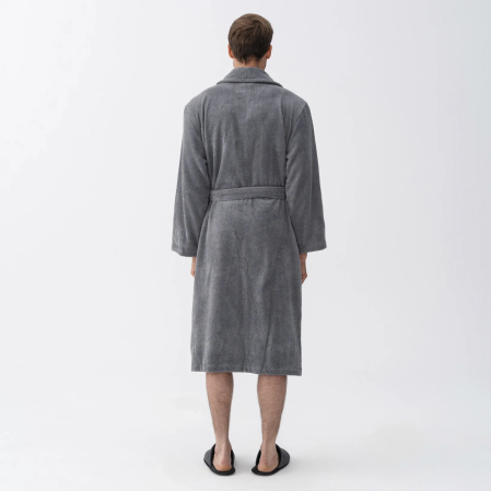 Eclair Penye Pamuk Unisex Bornoz Gri - 5