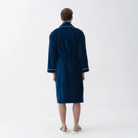 Pansy Pima Pamuk Unisex Bornoz Lacivert - 5