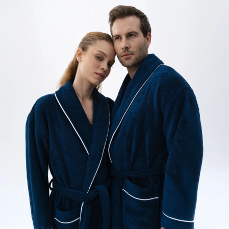 Pansy Pima Pamuk Unisex Bornoz Lacivert 