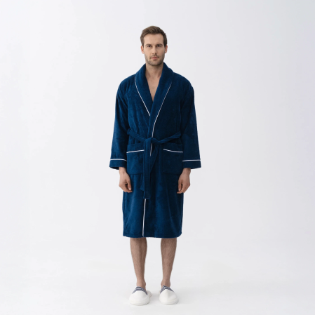 Pansy Pima Pamuk Unisex Bornoz Lacivert - 4