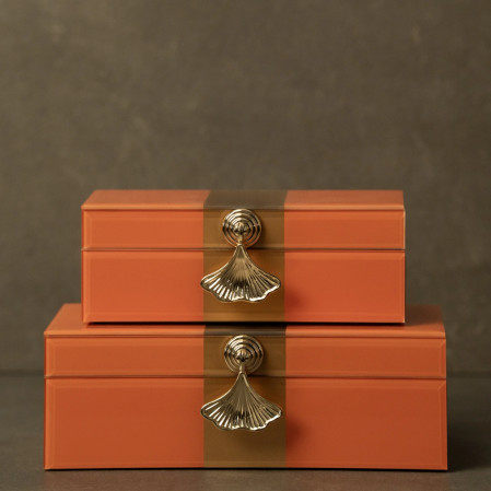 Naran Turuncu Gold Detaylı Kutu 25x13x8 cm - 4