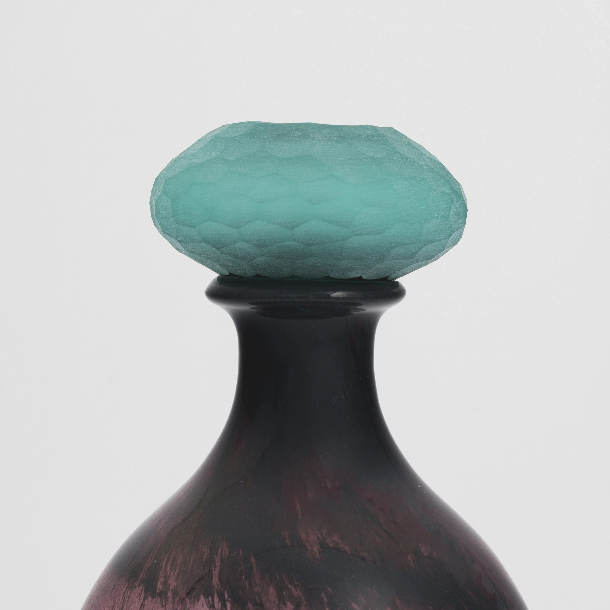 Zea Mürdüm Mavi Kapaklı Cam Vazo 17x28 cm - 2