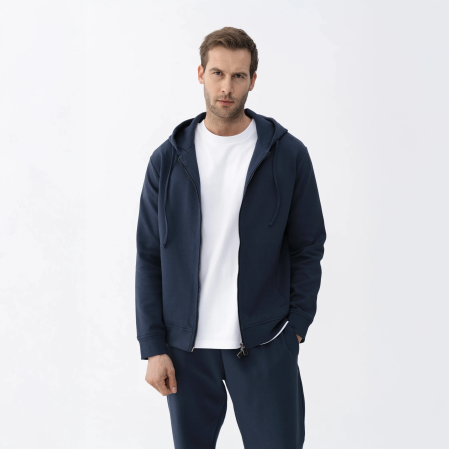 Nico Erkek % 100 Pamuk Fermuarlı Sweatshirt Lacivert - 1