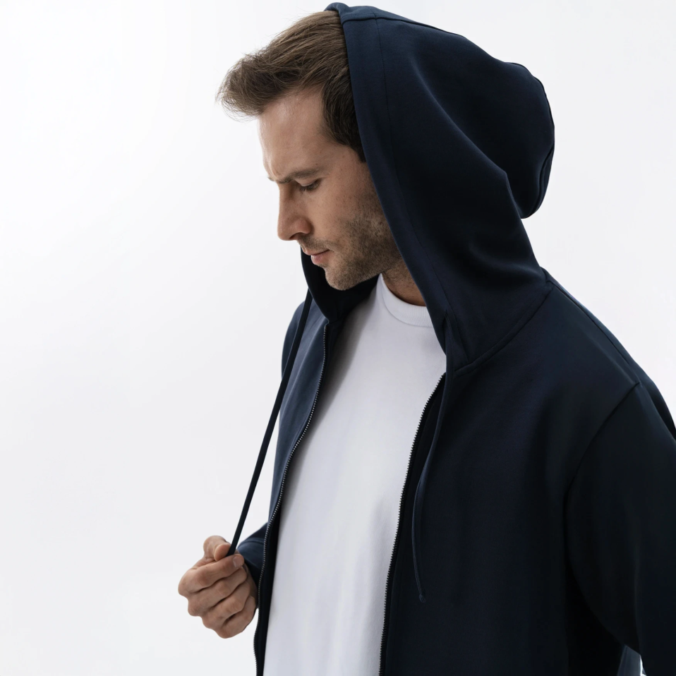 Nico Erkek % 100 Pamuk Fermuarlı Sweatshirt Lacivert - 2