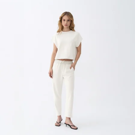 Nua Kadın Modal Chino Pantolon Ekru - 2