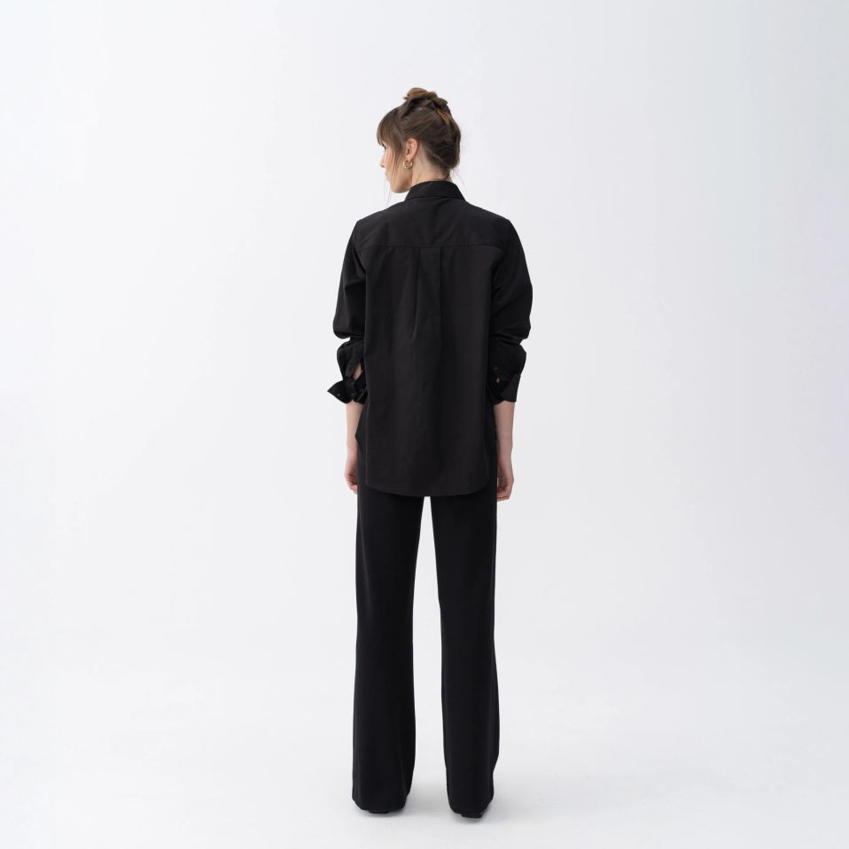 Nora Kadın %100 Pamuklu Oversize Gömlek Siyah - 6