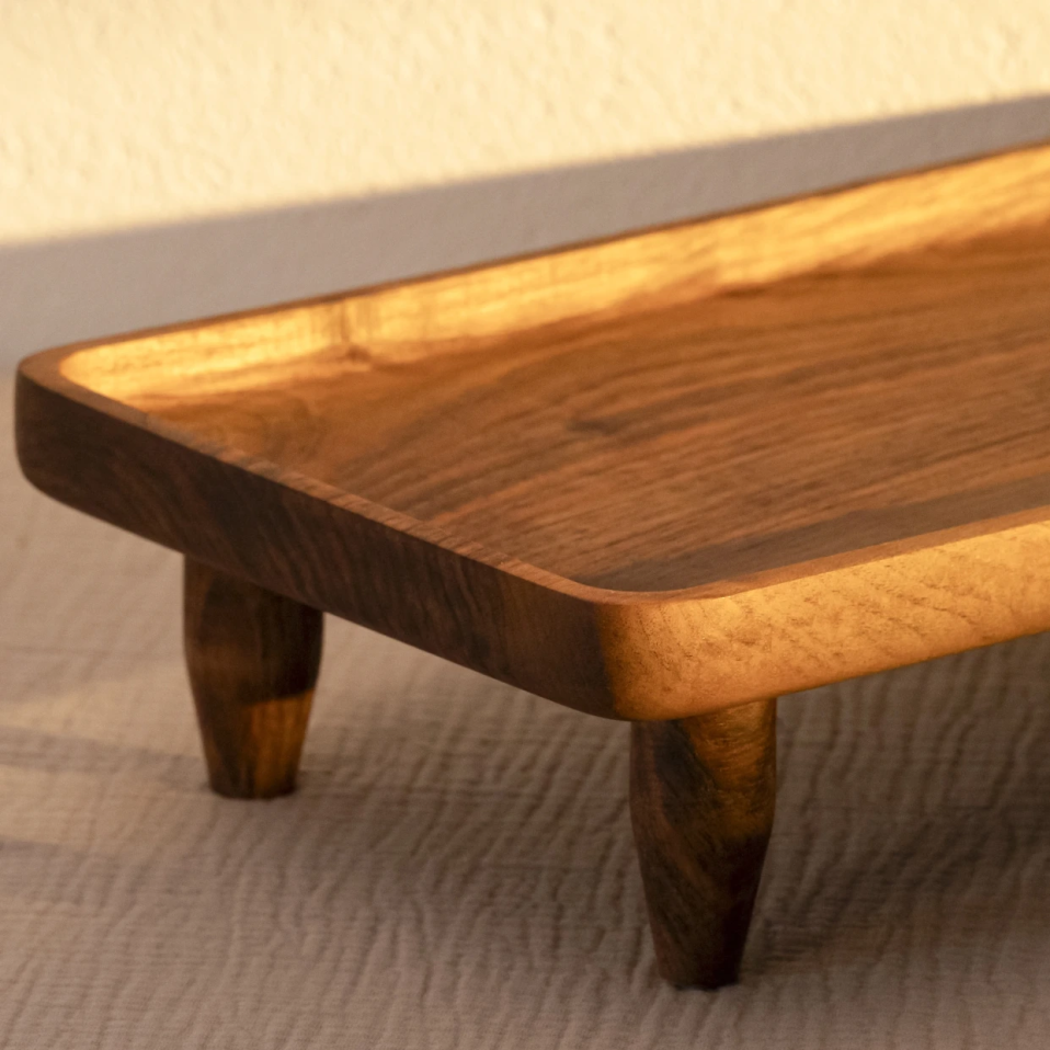 Rixa Ceviz Ahşap Ayaklı Sunum Standı 40x20x8.5 cm - 2