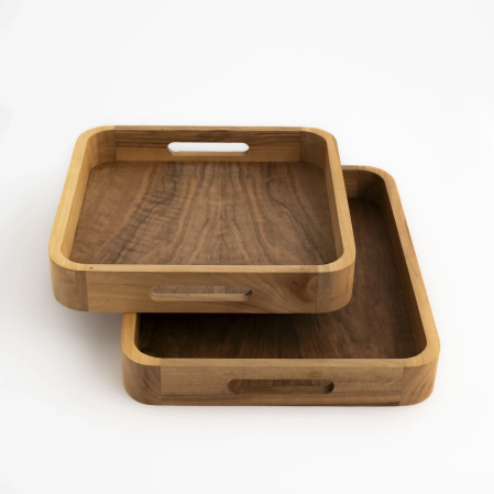 Linn Ceviz Ahşap Tepsi 36x36x6 cm - 4