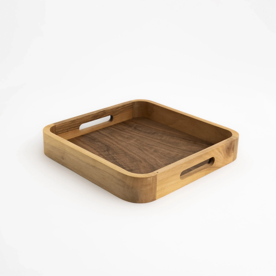 Linn Ceviz Ahşap Tepsi 36x36x6 cm - 2