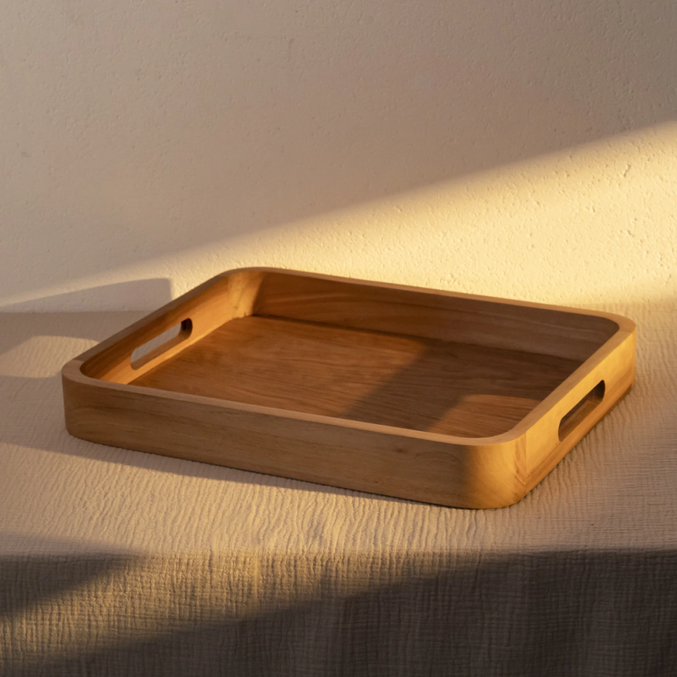 Linn Ceviz Ahşap Tepsi 36x36x6 cm - 1