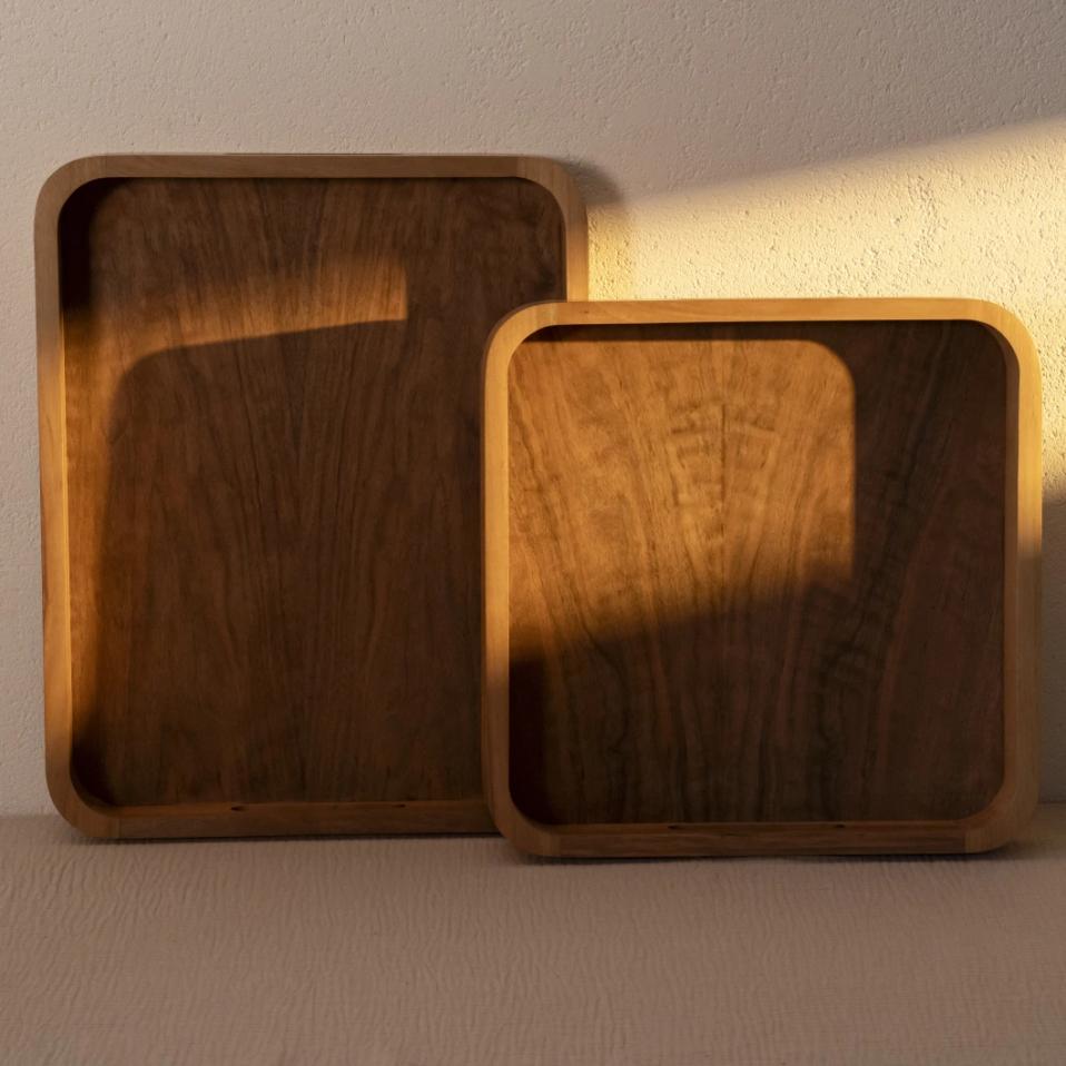 Linn Ceviz Ahşap Tepsi 36x36x6 cm - 5