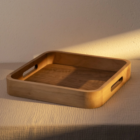 Linn Ceviz Ahşap Tepsi 45x36x6 cm - 1
