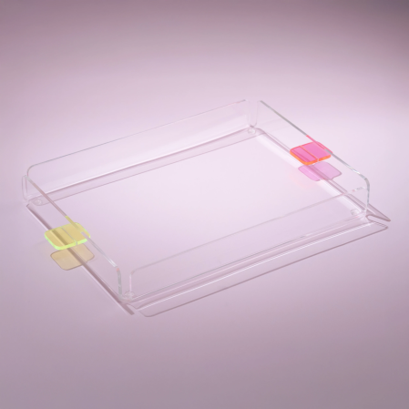 Manta Renkli Kulp Detaylı Pleksi Tepsi 30x22 cm - 1