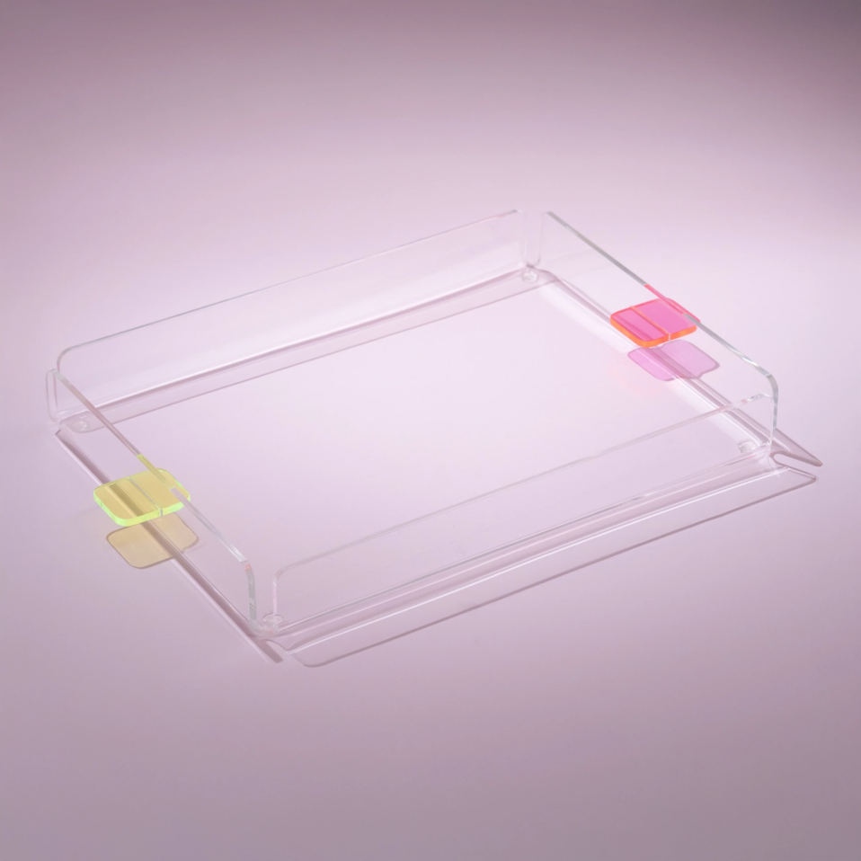 Manta Renkli Kulp Detaylı Pleksi Tepsi 30x22 cm - 1