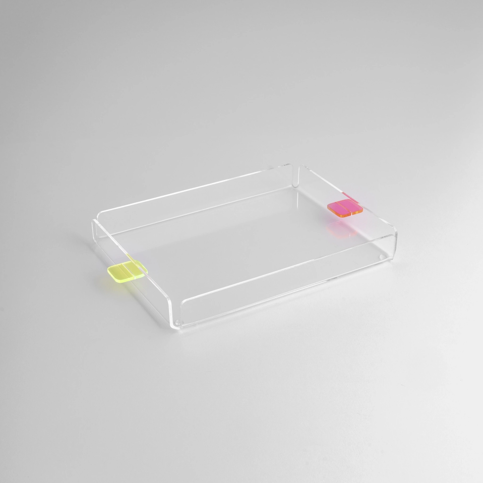 Manta Renkli Kulp Detaylı Pleksi Tepsi 30x22 cm - 4