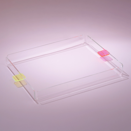 Manta Renkli Kulp Detaylı Pleksi Tepsi 36x26 cm - 1
