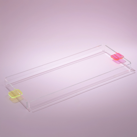 Manta Renkli Kulp Detaylı Pleksi Tepsi 40x17 cm - 1