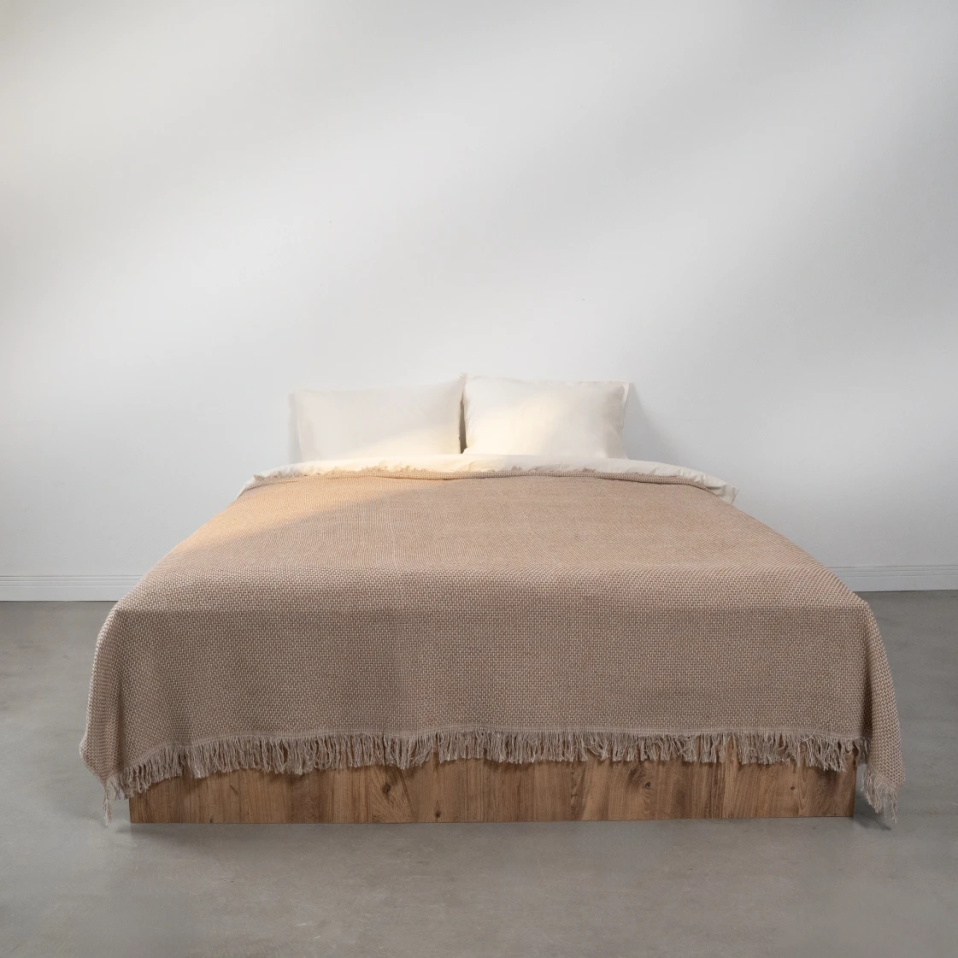 Curly Çift Kişilik Battaniye Bej Kahve 200x220 cm - 1