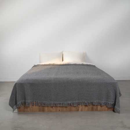 Curly Çift Kişilik Battaniye Siyah Gri 200x220 cm - 1