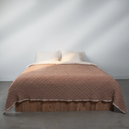 Jade Müslin Ekstra Dolgulu Çift Kişilik Yatak Örtüsü Kiremit 230x240 cm - 1