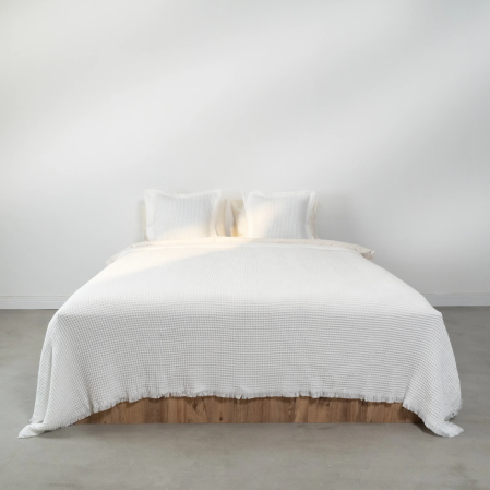 Terra Petek Dokulu Çift Kişilik Yatak Örtüsü Beyaz 220x240 cm - 1