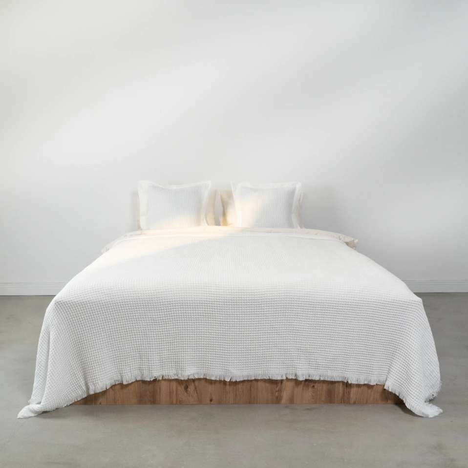 Terra Petek Dokulu Çift Kişilik Yatak Örtüsü Beyaz 220x240 cm - 1